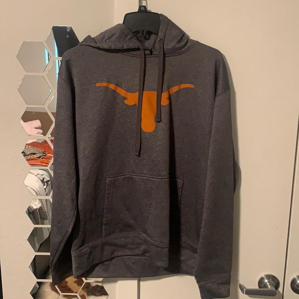 Large grey and orange Texas longhorn Hoodie